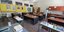 Σχολική αίθουσα με αντισηπτικά και αποστάσεις στα θρανία λόγω κορωνοϊού
