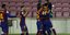 Οι παίκτες της Μπαρτσελόνα πανηγυρίζουν γκολ κατά της Βαγιαδολίδ