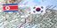 Βόρεια και Νότια Κορέα σημαίες χάρτης