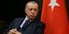 Ο Τούρκος πρόεδρος Ρετζέπ Ταγίπ Ερντογάν με φόντο την σημαία της χώρας του