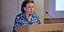 Η Λίνα Μενδώνη κατά την ομιλία της για τα Γλυπτά του Παρθενώνα