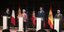 Από αριστερά προς τα δεξιά: Ο πρόεδρος της Γαλλίας, Εμανουέλ Μακρόν, η πρόεδρος της Κομισιόν, Ούρσουλα Φον ντερ Λάιεν, ο πρωθυπουργός της Ισπανίας, Πέδρο Σάντσεθ και ο πρόεδρος της Πορτογαλίας, Αντόνιο Κόστα/ AP Photos
