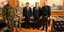 Από αριστερά στα δεξιά: ο Αρχηγός ΓΕΣ, Χαράλαμπος Λαλούσης, ο Αρχηγός Στρατού των ΗΠΑ Τζέιμς Μακόνβιλ, ο πρέσβης των ΗΠΑ, Τζορτζ Τσούνης, ο ΥΕΘΑ, Νίκος Παναγιωτόπουλος και ο ΑΓΕΕΘΑ, Κωνσταντίνος Φλώρος / Φωτογραφία: ΥΠΕΘΑ