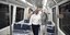 Ο Χρήστος Σταϊκούρας με την Κ. Αλεξοπούλου σε βαγόνι του μετρό Θεσσαλονίκης