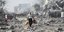 Ερείπια στο Αλ Ζάχρα της Λωρίδας της Γάζας μετά από ισραηλινό βομβαρδισμό