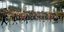 Η αίθουσα «Γ. Κασσιμάτης» στο ΟΑΚΑ κατάμεστη από κόσμο για τον αγώνα χάντμπολ ΑΕΚ-Ολυμπιακός