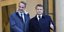 French President Emmanuel Macron, welcomes Greece's Prime Minister Kyriakos Mitsotakis at the Elysee Palace in Paris