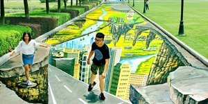 Ενας δρόμος πραγματική οφθαλμαπάτη -Τα τρισδιάστατα γκράφιτι που δίνουν μία μαγι