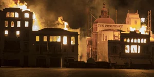 Εντυπωσιακή η εκδήλωση για τη Μεγάλη Πυρκαγιά (Φωτογραφία: EUROKINISSI/ ΜΟΤΙΟΝΤΕΑΜ/ΒΕΡΒΕΡΙΔΗΣ ΒΑΣΙΛΗΣ)