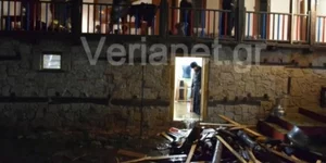 Βράχος έπεσε σε μονή στη Βέροια (Φωτογραφία: verianet)