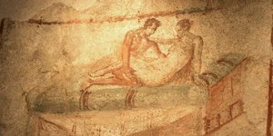 Τοιχογραφία σε οίκο ανοχής της Πομπηίας. Φωτογραφία: AP