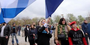 Συγκέντρωση στη Θεσσαλονίκη για τους 2 Ελληνες στρατιωτικούς (Φωτογραφία: EUROKINISSI)