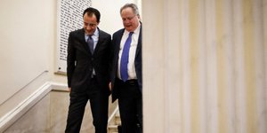 Νίκος Χριστοδουλίδης & Νίκος Κοτζιάς (Φωτογραφία: EUROKINISSI/ΓΙΩΡΓΟΣ ΚΟΝΤΑΡΙΝΗΣ)