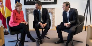 Συνάντηση Μέρκελ με τους Π. Σάντσεθ και Α. Τσίπρα -Φωτογραφία: EUROKINISSI/ΓΡ.ΤΥΠΟΥ ΠΡΩΘΥΠΟΥΡΓΟΥ/ Adrea Bonetti