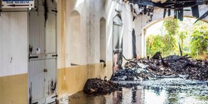 Το πολεμικό μουσείο στα Χανιά μετά την καταστροφική πυρκαγιά/Φωτογραφία: Eurokinissi