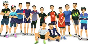 Τα 12 παιδιά και ο βοηθός προπονητή σε σκίτσο -Πηγή: BBC