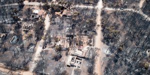 Αεροφωτογραφία από την καμμένη περιοχή του Ματιού / Φωτογραφία: Eurokinissi