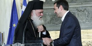 Ο Αρχιεπίσκοπος Ιερώνυμος και ο πρωθυπουργός Αλέξης Τσίπρας / Φωτογραφια: George Vitsaras / SOOC