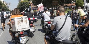 Στιγμιότυπο από κινητοποίηση διανομέων / Φωτογραφία: EUROKINISSI
