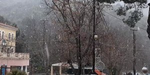 Πυκνή η χιονόπτωση στη Λέσβο / Φωτογραφία: Facebook