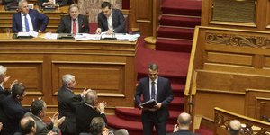 Ο πρόεδρος της Νέας Δημοκρατίας Κυριάκος Μητσοτάκης στην Βουλή- φωτογραφία intimenews