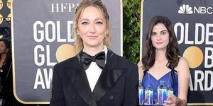 Η Κέλεθ Κάθμπετ κάνει photobomb στην ηθοποιό Τζούντι Γκριρ. Φωτογραφία: AP