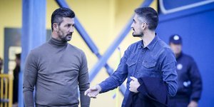 Ο Μαρίνος Ουζουνίδης και ο Νίκος Λυμπερόπουλος /Φωτογραφία: Εurokinissi