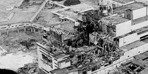 Αεροφωτογραφία καταγράφει την έκταση της καταστροφής στο Τσερνομπίλ (Φωτογραφία αρχείου: ΑΡ)