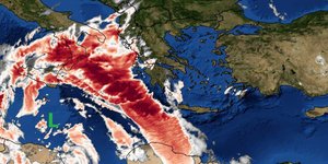 Το βαρομετρικό χαμηλό που πλησιάζει απειλητικά την Ελλάδα / Πηγή: meteo.gr