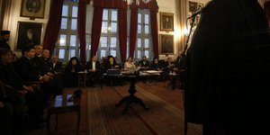 Ο Αλέξης Τσίπρας και ο πατριάρχης Βαρθολομαίος / Φωτογραφία: AP Photo/Emrah Gurel