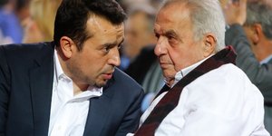 Ο Νίκος Παππάς με τον Αλέκο Φλαμπουράρη / Φωτογραφία: SOOC
