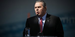 Ο Πάνος Καμμένος κατά την παρουσίαση του ευρωψηφοδελτίου των ΑΝΕΛ