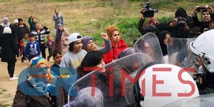 Από τη σημερινή κινητοποίηση μεταναστών στα Διαβατά / Φωτογραφία: GR-Times
