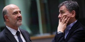 Πιερ Μοσκοβισί και Ευκλείδης Τσακαλώτος/Φωτογραφία: ΑΡ