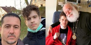 Ο Νίκος Μαχλάς και ο γιος του με τον παπά