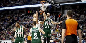 Φάση από τον αγώνα μπάσκετ Ρεάλ Μαδρίτης-Παναθηναϊκός