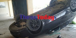 Aναποδογυρισμένο αυτοκίνητο στον Εύοσμο