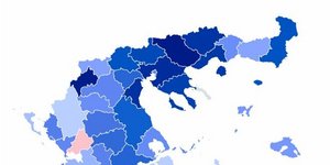 Γαλάζιος ο χάρτης στη Μακεδονία λόγω Σκοπιανού