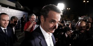 Ο Κυριάκος Μητσοτάκης στα γραφεία της ΝΔ