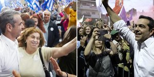 Ο Κυριάκος Μητσοτάκης και ο Αλέξης Τσίπρας στις ομιλίες τους σε Πάτρα και Αγρίνιο 