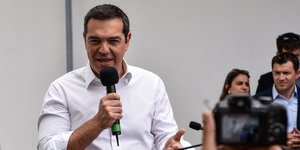Ο Αλέξης Τσίπρας κατά την ομιλία του στα εγκαίνια του νοσοκομείου Λευκάδας