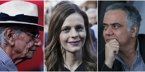 Οι τρεις πρώτοι στο Επικρατείας του ΣΥΡΙΖΑ: Β. Βασιλικός, Εφη Αχτσιόγλου και Π. Σκουρλέτης 