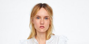 Κεντητό Zara τοπ λευκό