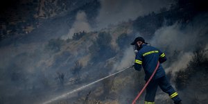 Οι πυροσβέστες δίνουν «μάχη» με τις φλόγες στην Εύβοια