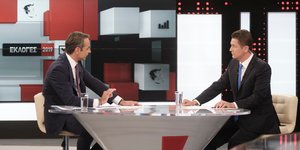 Ο Κυριάκος Μητσοτάκης και ο Αντώνης Σρόιτερ στον Alpha