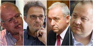 Από αριστερά: Ακης Τσελέντης, Μανώλης Σκορδίλης, Ευθύμιος Λέκκας, Κώστας Παπαζάχος 