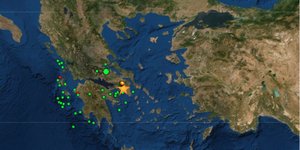 Ο χάρτης με τη σεισμική ακολουθία