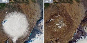 O παγετώνας το 1986 και εξαφανισμένος το 2019