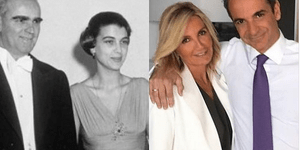 Αριστερά το ζεύγος Κ. Καραμανλής-Αμαλία Μεγαπάνου, δεξιά Μαρέβα-Κυριάκος Μητσοτάκης/Φωτό-σύνθεση Βασίλης Ζούλιας