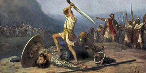 Η αναμέτρηση του Δαβίδ με τον Γολιάθ από τον χρωστήρα του Άντον Ρόμπερ Λάινβεμπερ